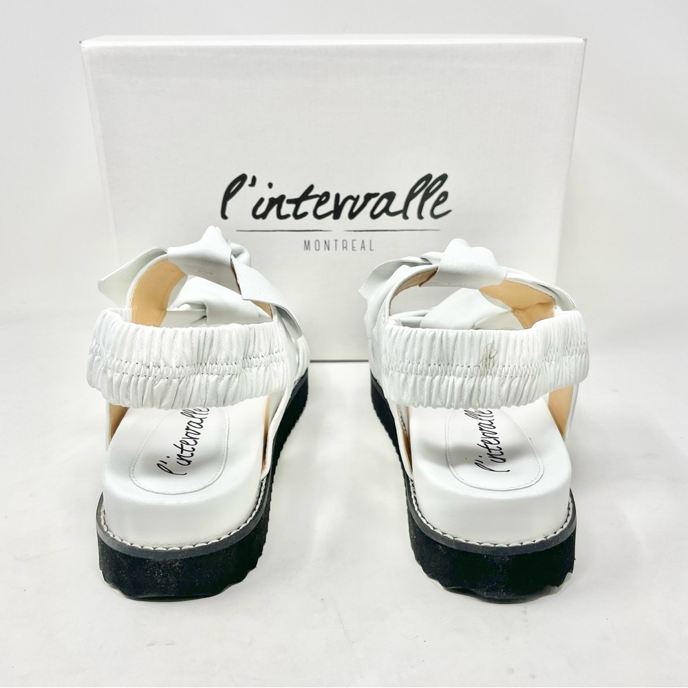 NEW L’Intervalle Atlantis White Leather Bow & Knot Detail Sandals Size 39 - Picture 7 of 10